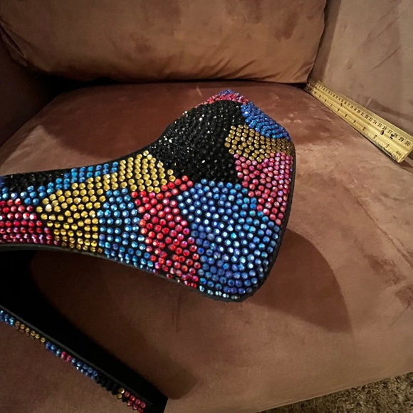 Steve Madden Dyvinal Bright Multicolor Rhinestone Heels Size 7 - Picture 7 of 10